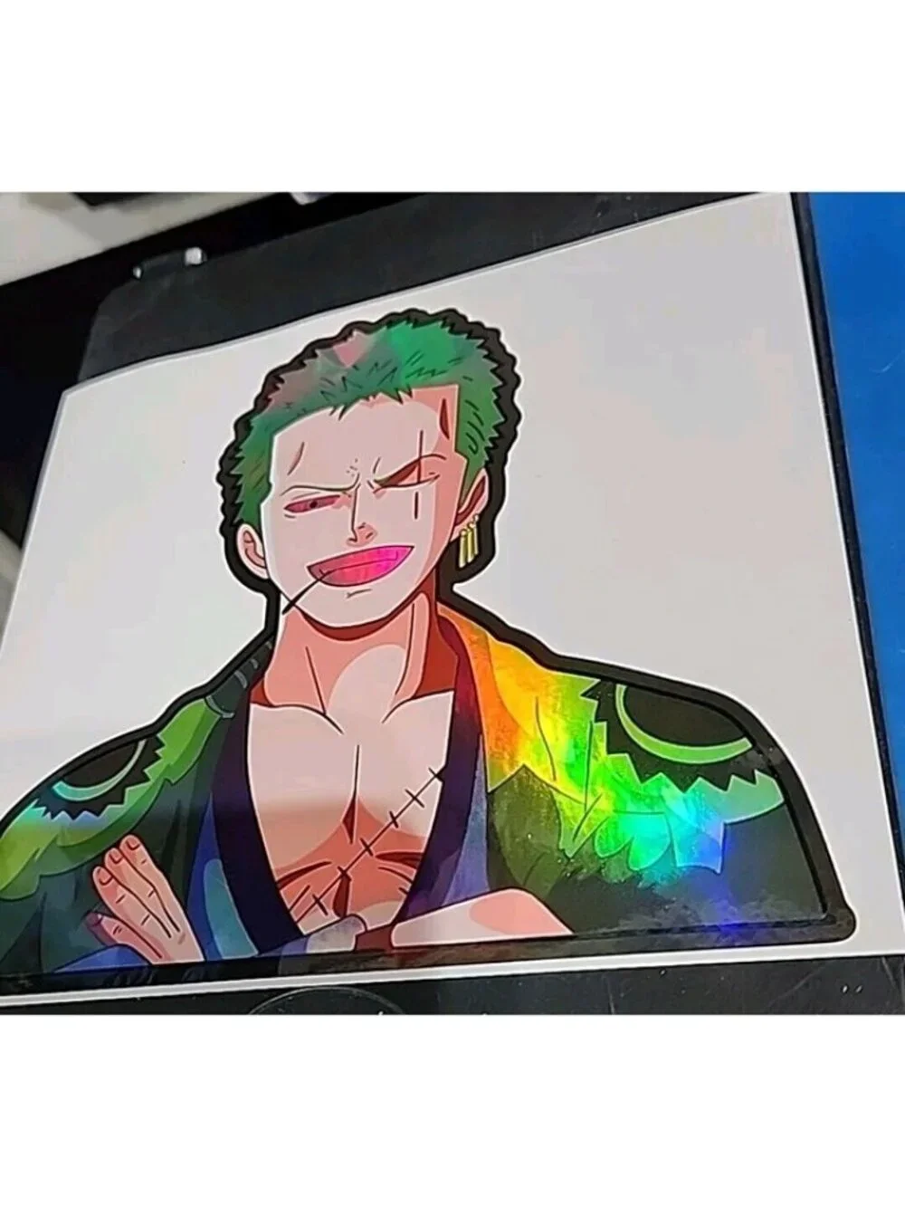 One Piece Zoro Holographic Anime Motion Car Sticker Decal Peeker